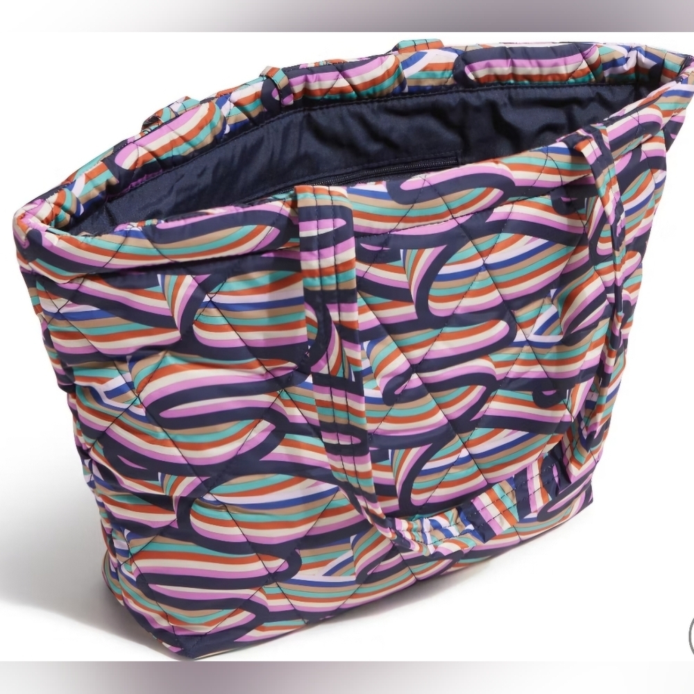 Vera Bradley Ultralight Tote Colorful Retro Ribbons NWT Water Repellent Fabric - Picture 5 of 7